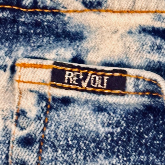 Revolt Jeans Blue and Gold Stitch Denim Women’s Plus Size 26 Tie-Dye Shorts - Picture 9 of 12